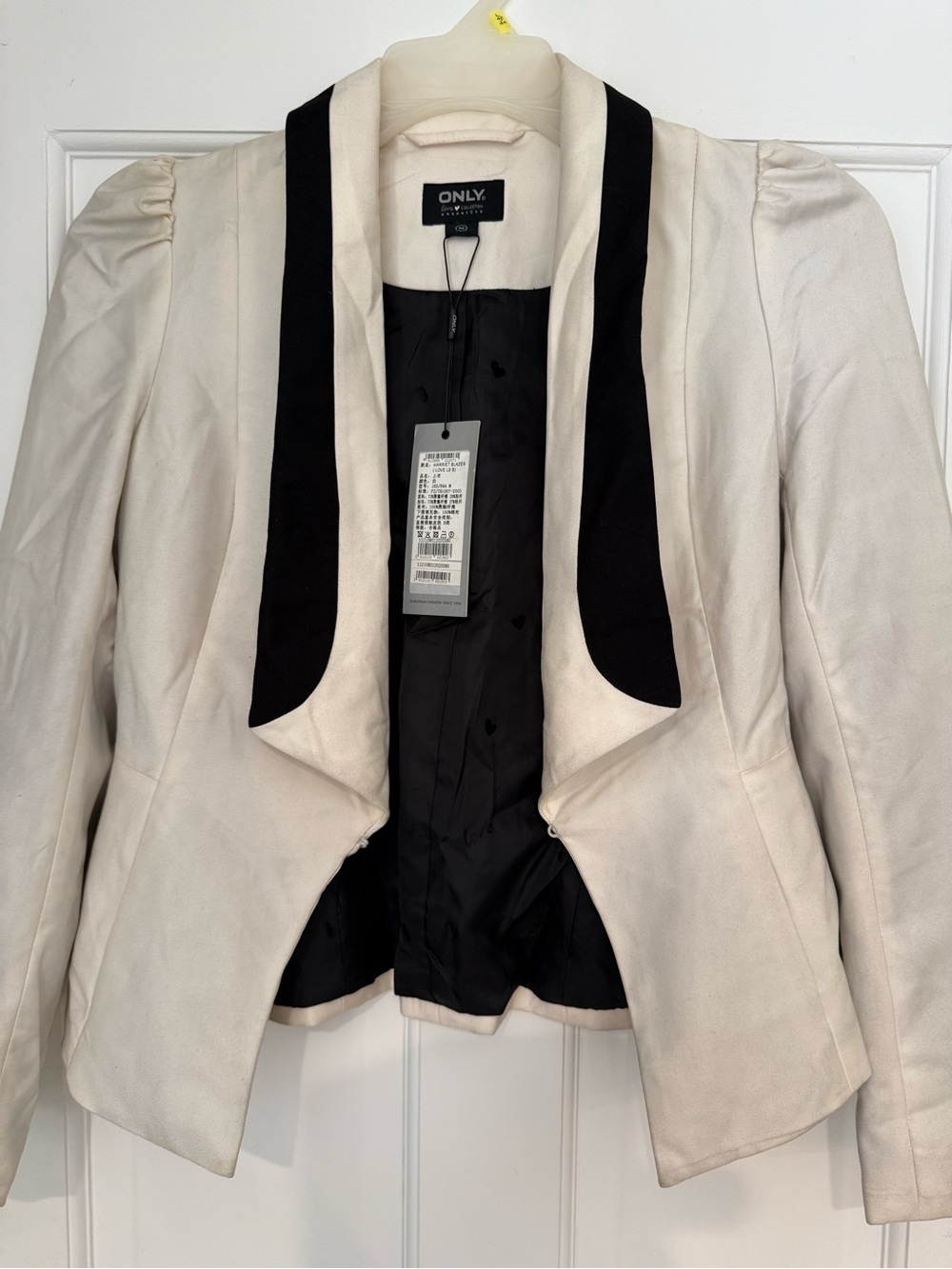 ONLY Cream Blazer with Black Contrast Lapel